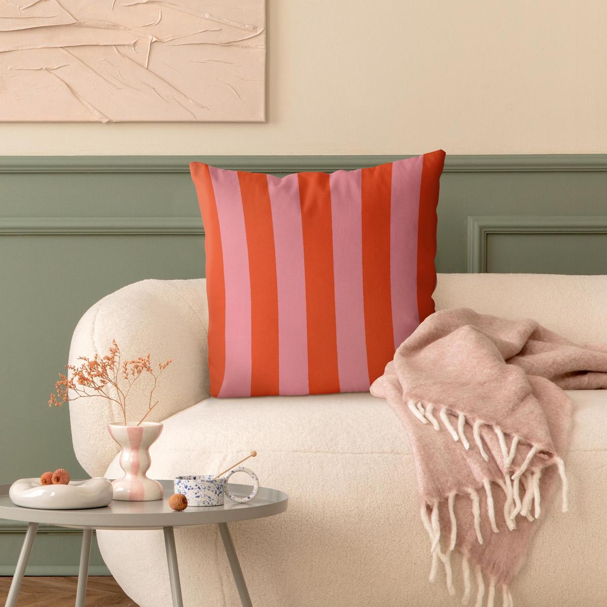 DEKOKISSEN PopArt Sommer Streifen Rosa Orange 40/40 cm - Rosa, Textil (40/40/10cm) - Bilderwelten