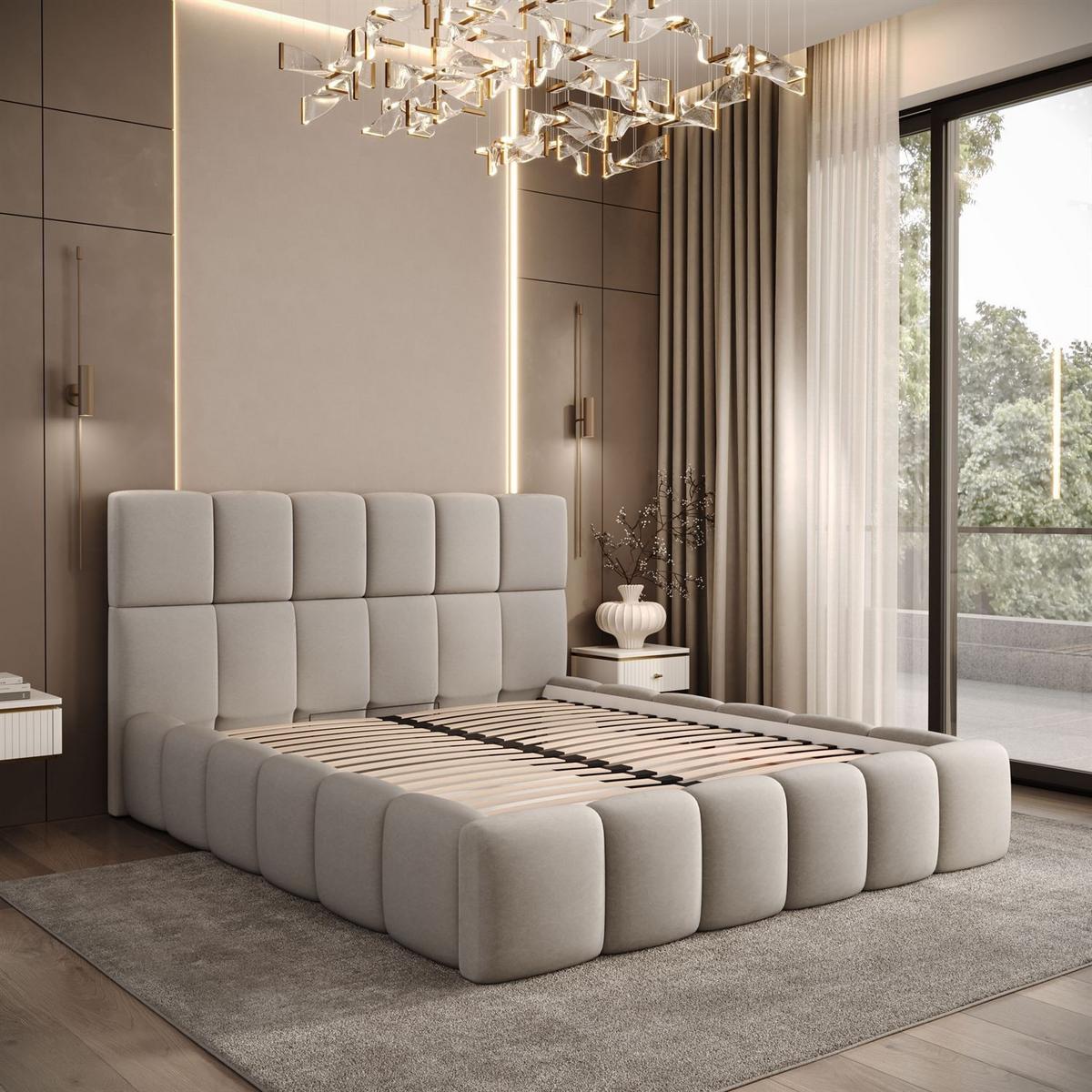 POLSTERBETT VENEZIA mit Bettkasten 180x200, Castel 80 - Greige, Textil (180/200cm) - Lookway