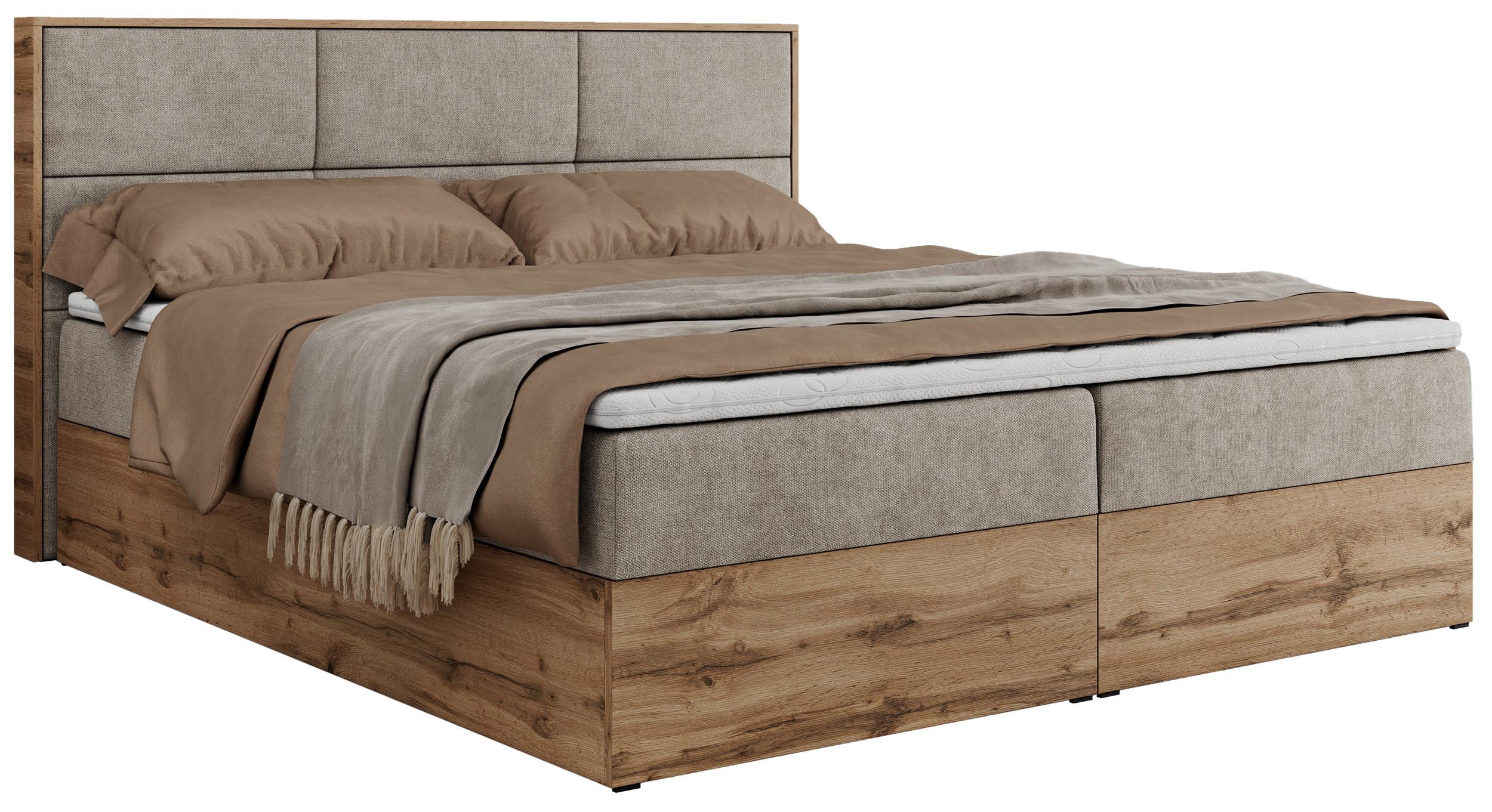 BOXBETT ALBERO 2 - 140/200 Beige Struktur - H3 - Beige, Holz/Textil (140/200cm) - MKS
