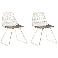 METALLSTUHL 2er-Set Gold Harlan - Goldfarben/Grau, Textil/Metall (53/78/50cm) - Beliani