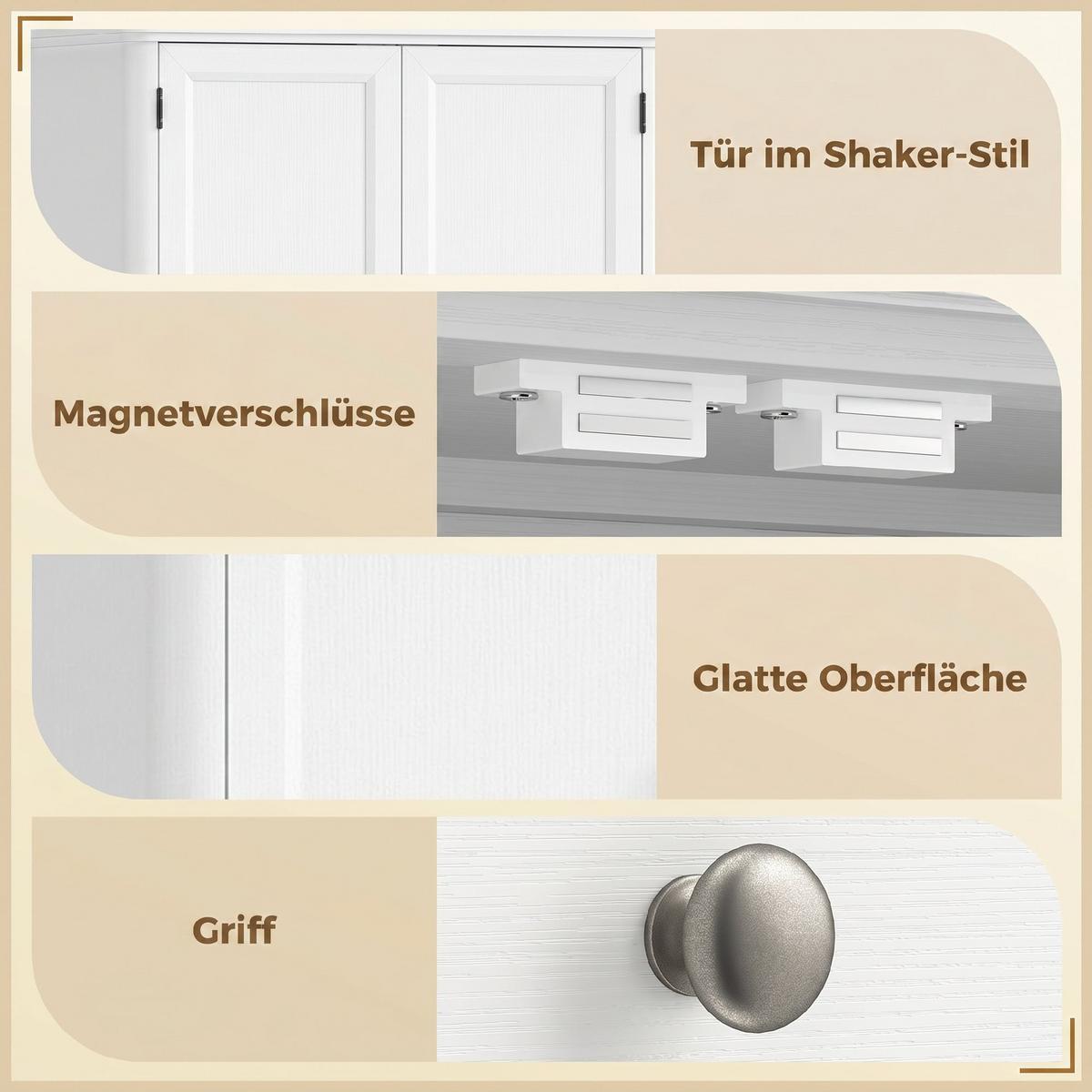 KÜCHENSCHRANK MDF Weiß - Weiß, Holzwerkstoff (39.5/186.4/80cm) - HOMCOM