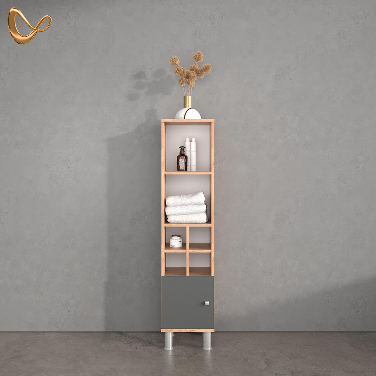 MIDISCHRANK Fucino Anthrazit 30 x 130.6 cm kleine Tür - Anthrazit, Holzwerkstoff (30/130.6/30cm) - Livinity®