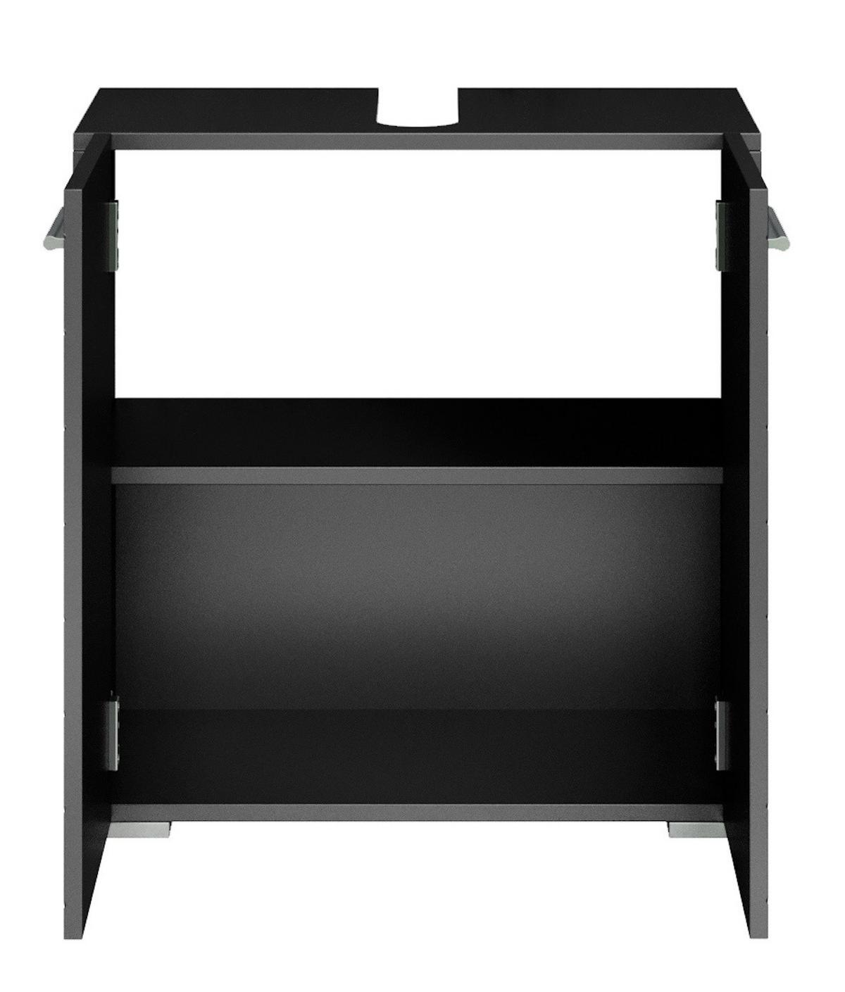 WASCHBECKENUNTERSCHRANK Jupiter 2 Türen Schwarz Fischgrät - 60 x 30 x 60 cm - Schwarz, Holz (60/60/30cm) - Badplaats