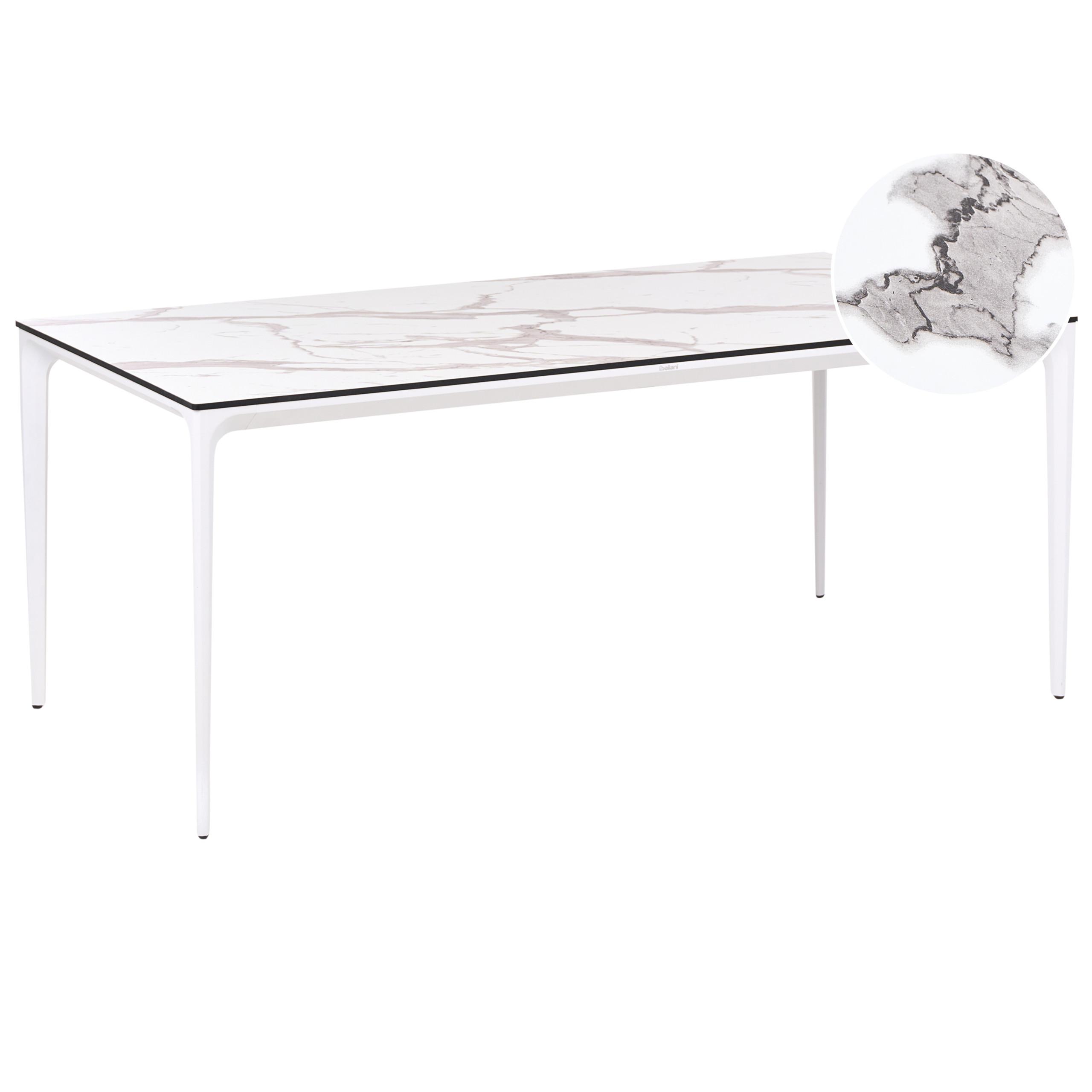 GARTENTISCH 180/90 cm Marmor Optik Weißer Marmor Sovareto - Weiß, Kunststoff (180/90/75cm) - Beliani