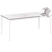 GARTENTISCH 180/90 cm Marmor Optik Weißer Marmor Sovareto - Weiß, Kunststoff (180/90/75cm) - Beliani