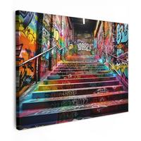 LEINWANDBILD Treppe - Graffiti - Farben - Kunst Wandbild 40x30 cm - Multicolor, Textil (40/30cm) - MuchoWow