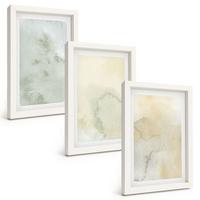 BILDER SET 3er Set - 20x30 cm Weißer Rahmen - Pastellfarbene Aquarelltexturen - Weiß, Kunststoff (20/30cm) - TULUP