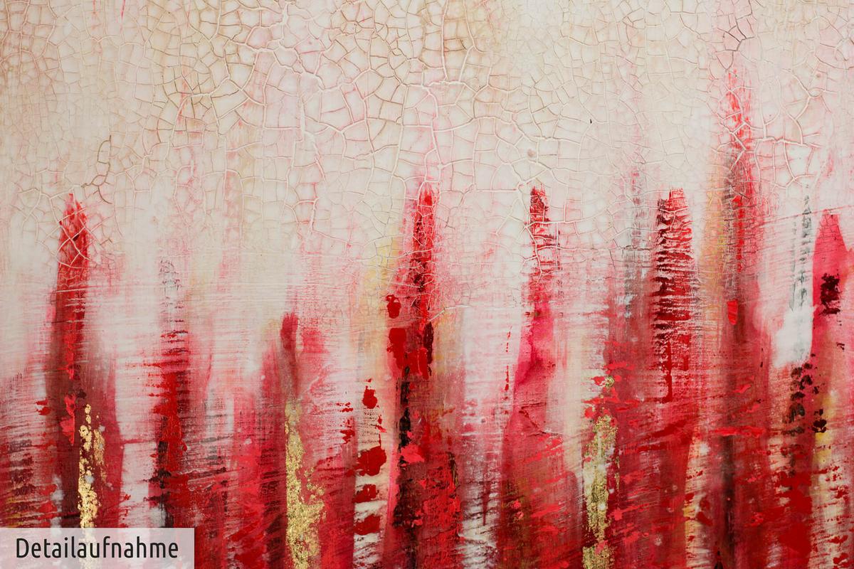 ACRYLBILD HANDGEMALT 120/80 cm - Beige/Rot, Holz/Textil (120/80cm) - KUNSTLOFT