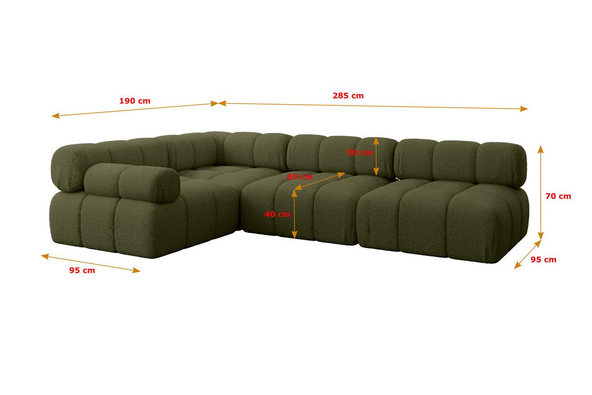 ECKSOFA modulares Sofa Mende-L2 - 285x190x70 cm Grün Bouclé - Grün, Holzwerkstoff/Textil (285/190cm) - ALTDECOR