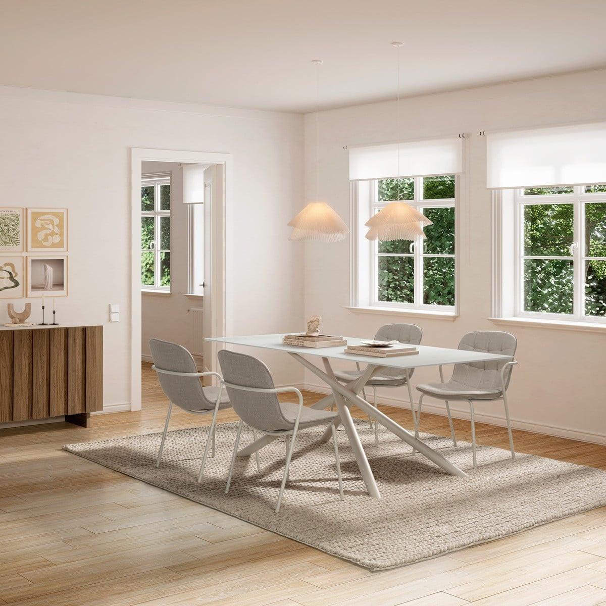 STÜHLE 4er-Set aus Stoff mit Metallbeinen 59/46/51 cm - Beige, Textil (59/46/75cm) - Calicosy