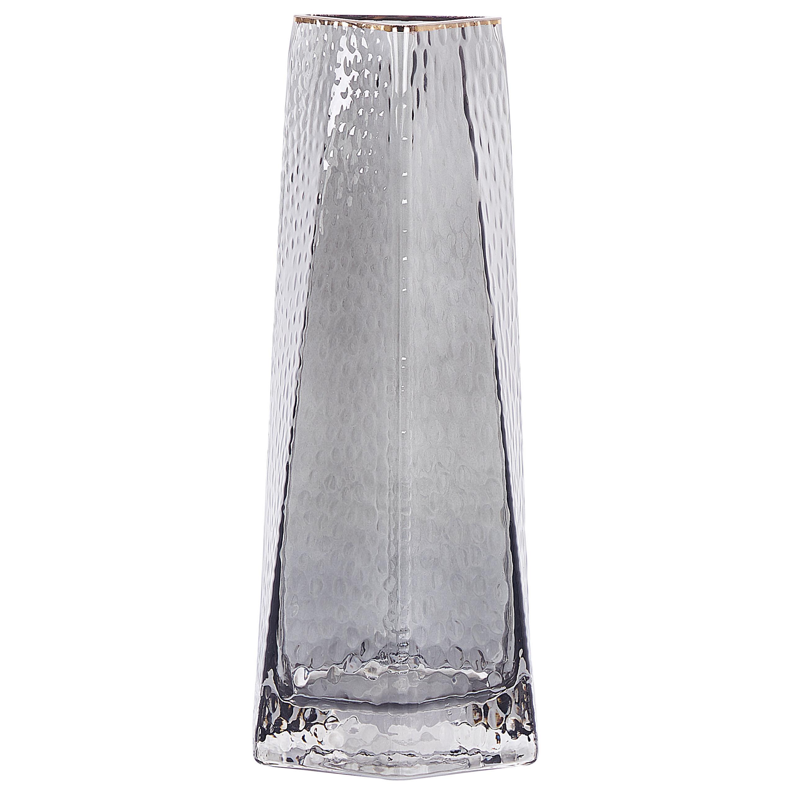BLUMENVASE Glas grau Lilaia - Grau, Glas (27cm) - Beliani