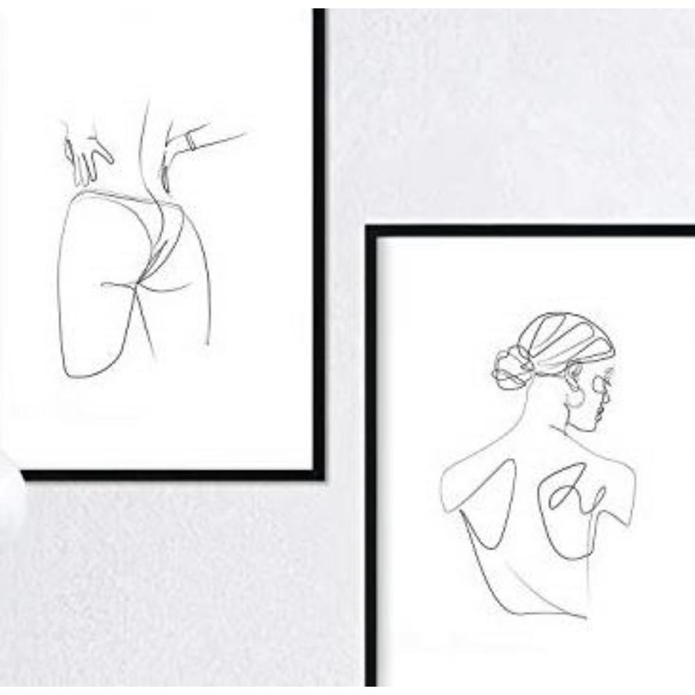 POSTER Set Mit 2 Single-Line Frau Rückenhintern A3 Rahmenlos - Klar, Papier (29.7/5/42cm) - Nacnic