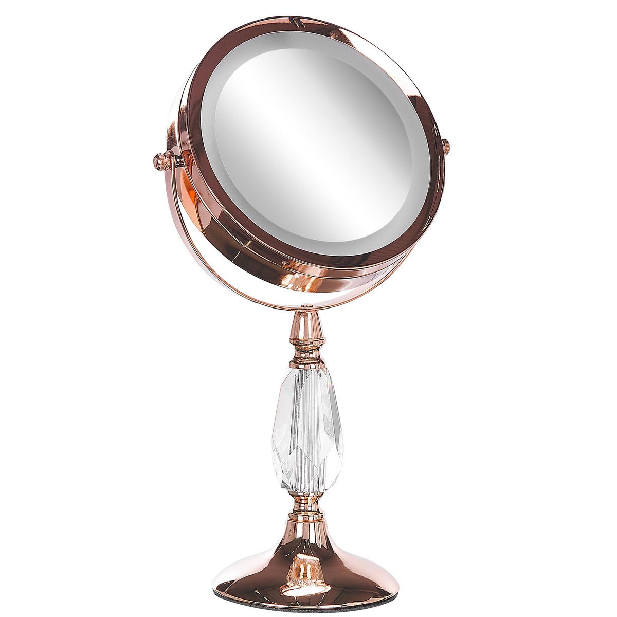 KOSMETIKSPIEGEL roségold mit LED-Beleuchtung 18 cm Maury - Roségold, Metall (18/37/12cm) - Beliani