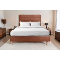 KOPFTEIL Modell Linien – Terrakotta-Bouclé-Stoff 140 cm - Beige/Terracotta, Karton/Holz (140/120/10cm) - Sommeil de Plomb