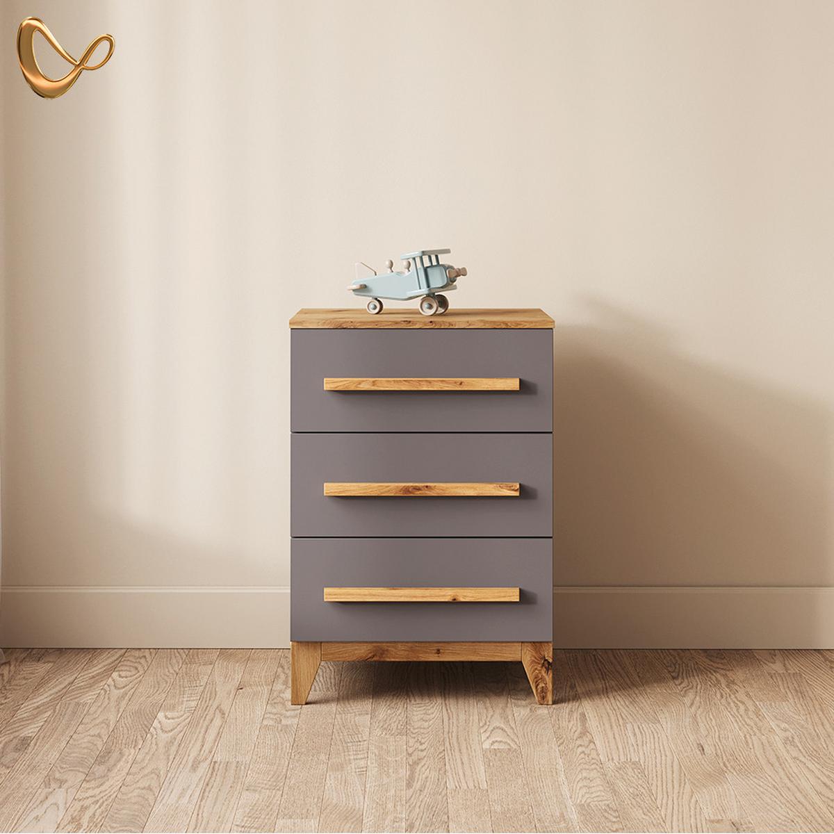 KOMMODE Mailo Grau/Artisan 60 x 88 cm mit Tür - Eiche Artisan/Grau, Holzwerkstoff (60/88/53.4cm) - Livinity®