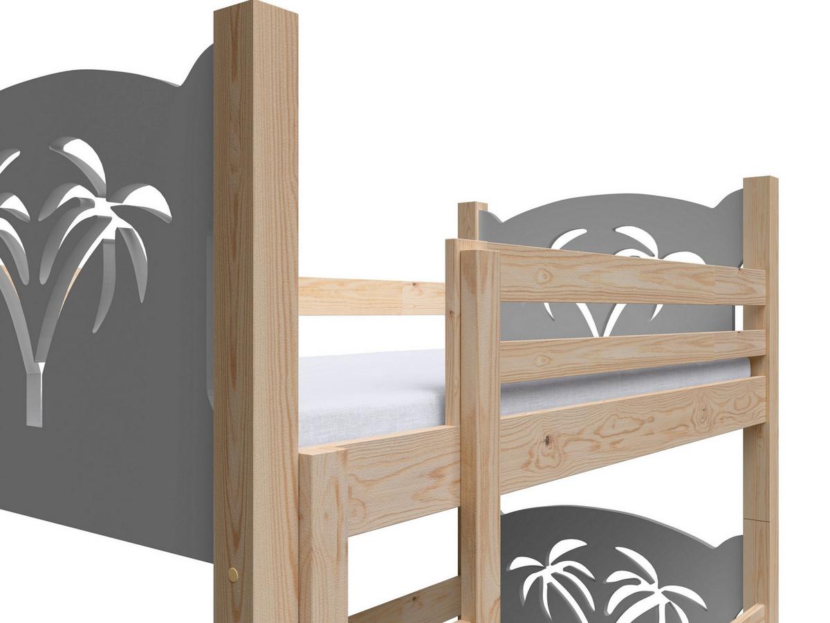 ETAGENBETT LEONE mit Bettkasten 80x180 cm Kieferfarben - Kieferfarben/Grau, Holz (80/180cm) - MASSENO