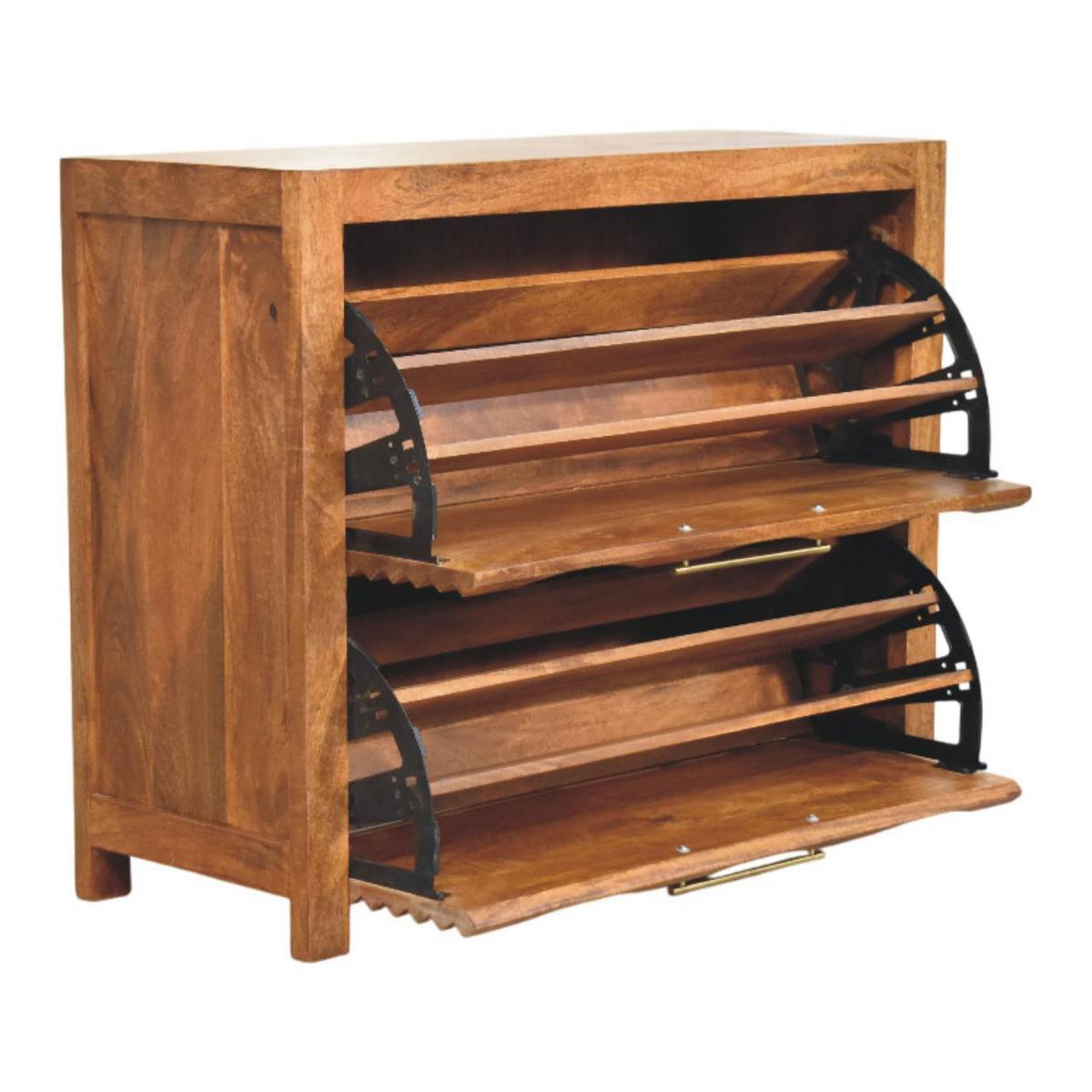 SITZBANK mit Amber-Eichen-Finish, Stauraum für Schuhe, hellbraun. - Hellbraun, Holz/Metall (90/73/35cm) - Artisan Furniture