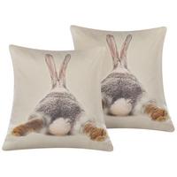 DEKOKISSEN 2er-Set Taupe 45/45 cm Buxus - Graubraun, Naturmaterialien/Textil (45/45cm) - Beliani