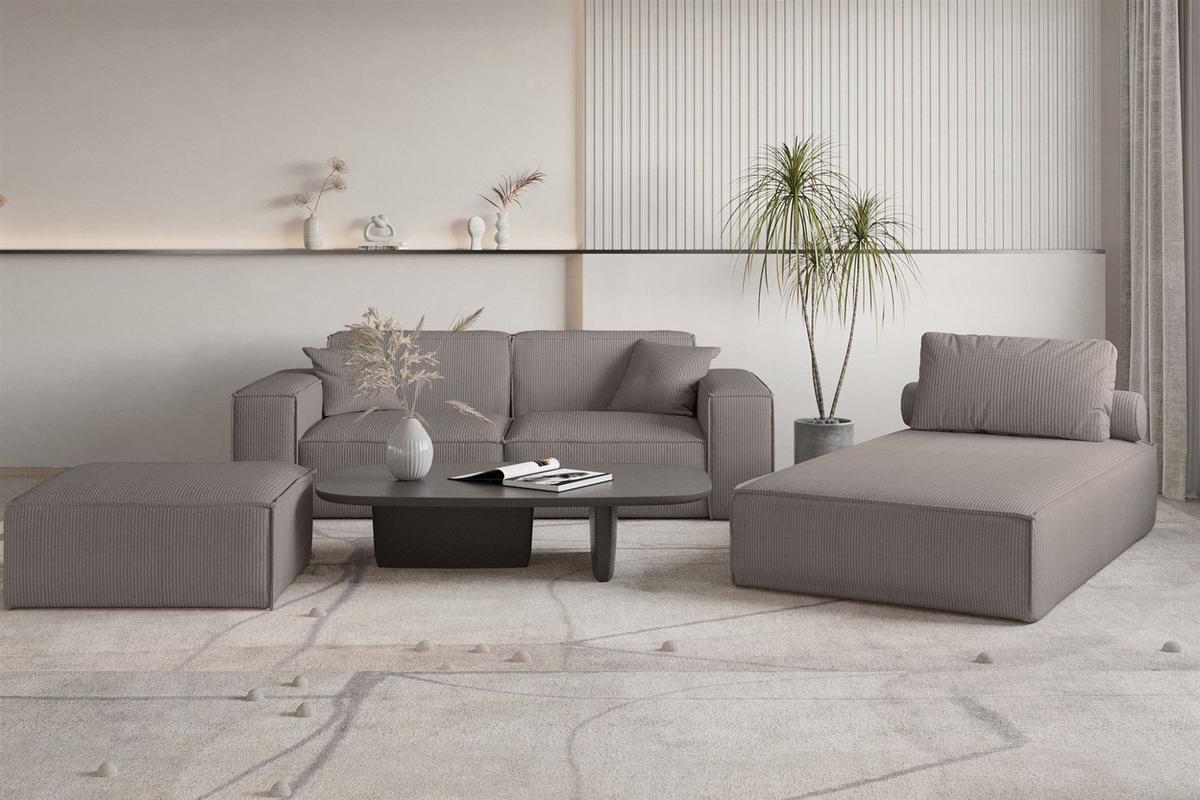 POLSTERHOCKER Celes Premium 85x85cm - Taupe, Holzwerkstoff/Textil (85/40/85cm) - Fun Möbel