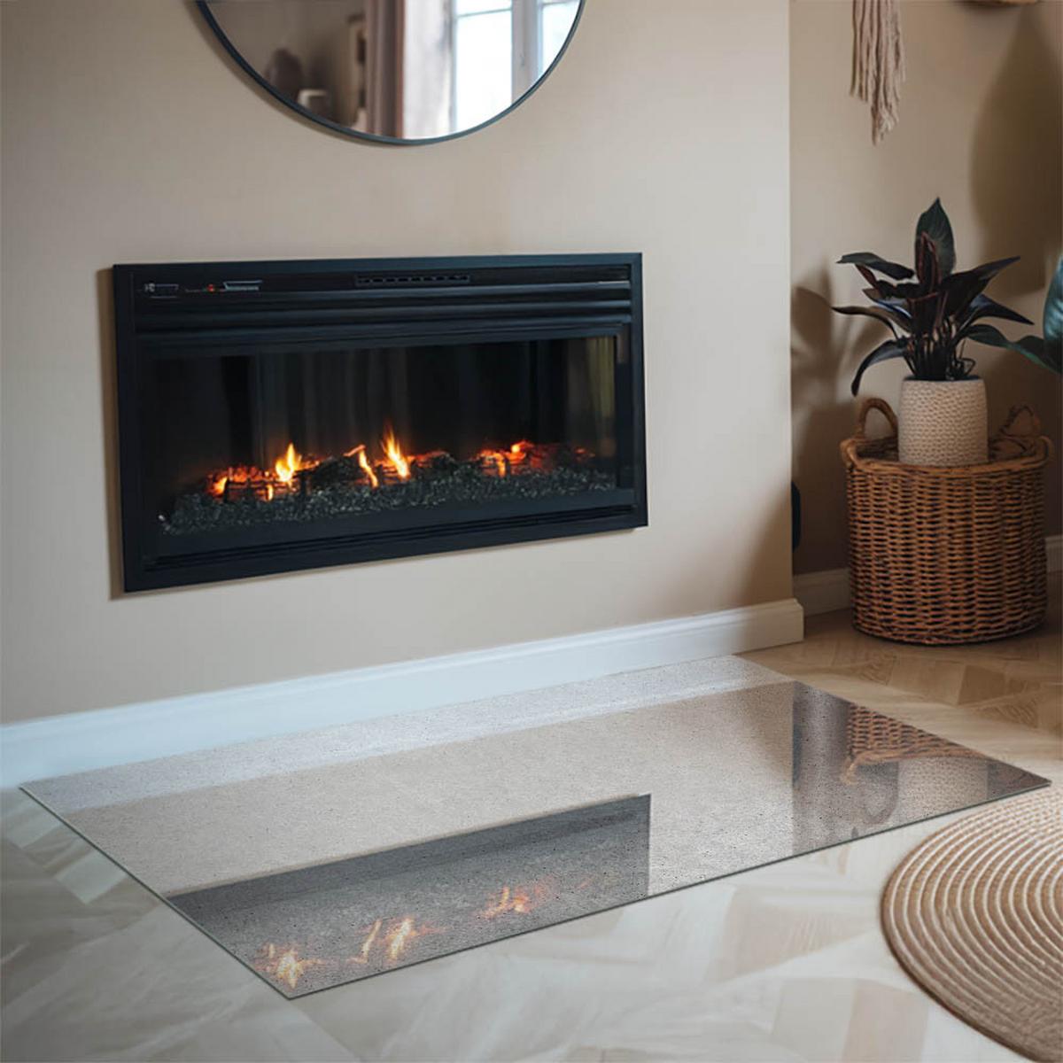 GLASPLATTE für Kamin 120x80 cm - Grau, Glas (120/80/0.4cm) - TULUP
