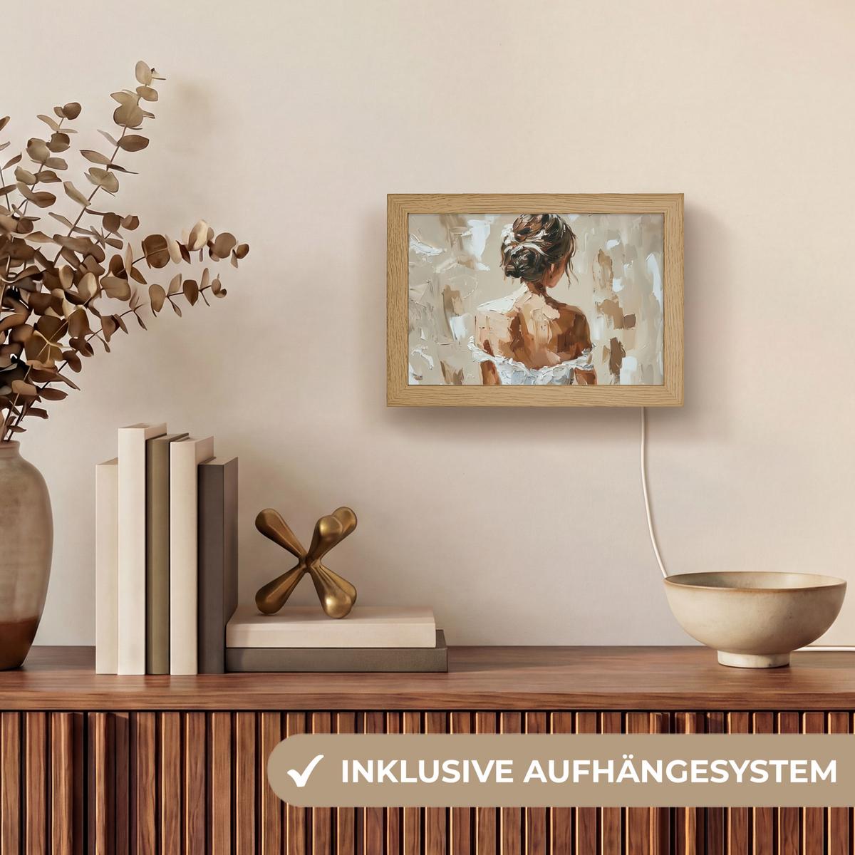 TISCHLEUCHTE Frau - Farbe - Abstrakt - Beige - Modern 20x15 cm - Brombeere, Holzwerkstoff (8/20/15cm) - OnlyWow