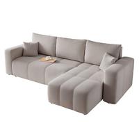 ECKSOFA Grau Velours mit Bettkasten und Schlaffunktion - Grau, Textil (248/145cm) - Idohome