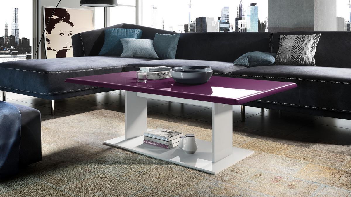 COUCHTISCH Mono Tischplatte in Brombeer Hochglanz - Brombeere, Holzwerkstoff (70/120/40cm) - Vladon