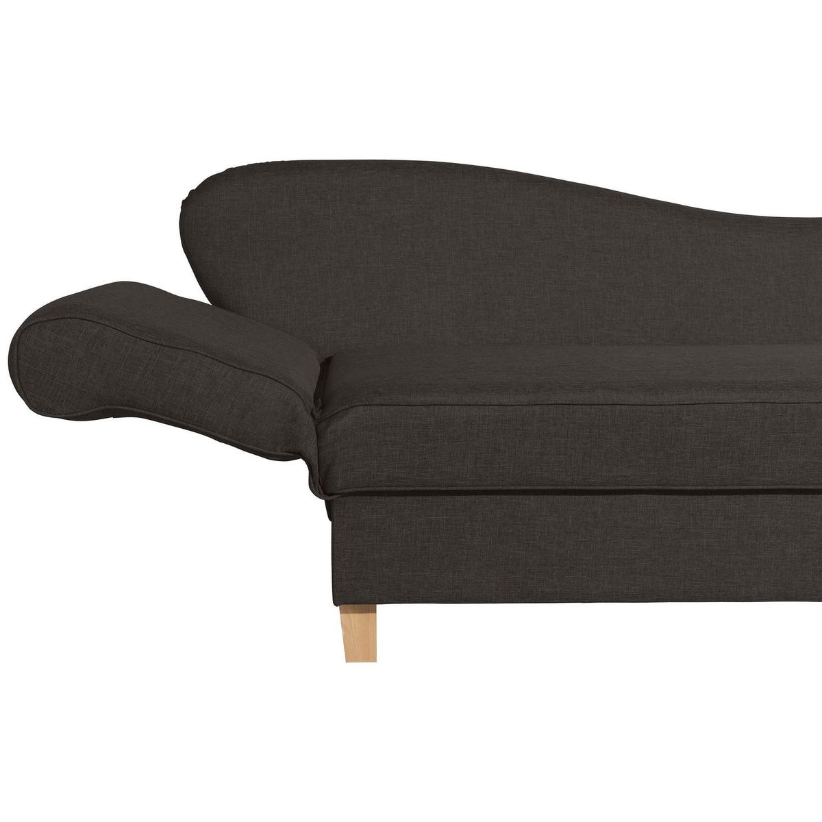 RECAMIERE mit Armteil links klappbar Katia Bezug Flachgewebe Buche natur / schoko - Dunkelbraun, Kunststoff (190/82/88cm) - 58aufmkessel