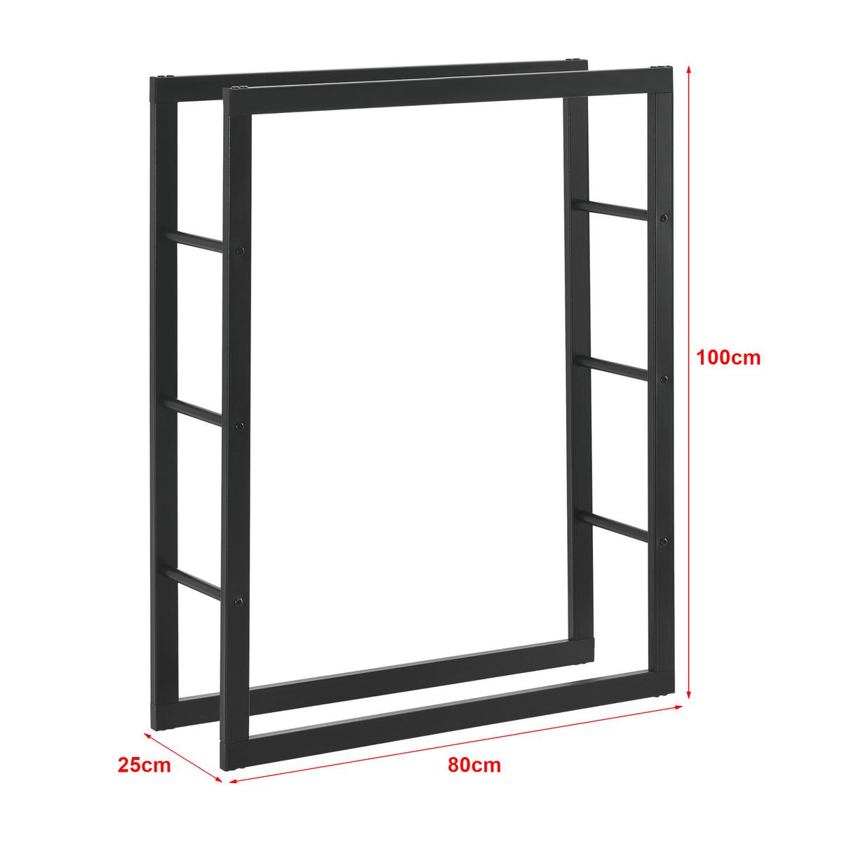 KAMINHOLZREGAL Täby - Schwarz, Metall (80/100/25cm) - [en.casa]