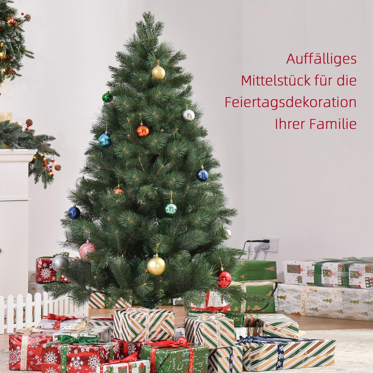 180 cm Weihnachtsbaum Künstlich Christbaum Dichte Zweige für Weihnachtsfest - Grün, Kunststoff (180cm) - HOMCOM