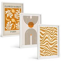 BILDER SET 3er Set - 40x60 cm Weißer Rahmen - Poster mit geometrischen Pflanzenmustern - Weiß, Kunststoff (40/60cm) - TULUP