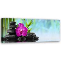 WANDBILD steine auf wasser zen - Blau, Textil (90/30cm) - Feeby