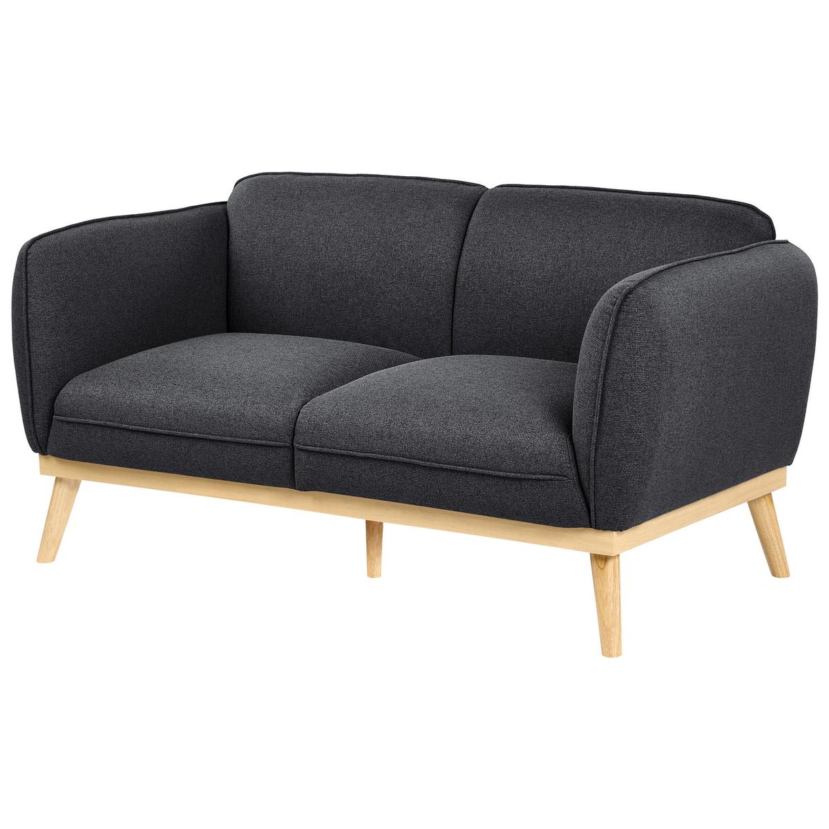 2-SITZER-SOFA Stoff Schwarz Ljung - Hellbraun, Textil (160/82/82cm) - Beliani