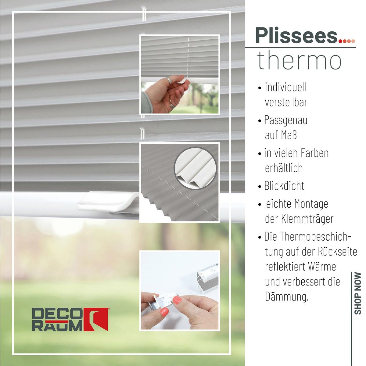 PLISSEE Thermo Basic 75 x 210cm Klemmfix ohne Bohren - Silberfarben, Textil (75/210/210cm) - Deco-Raum