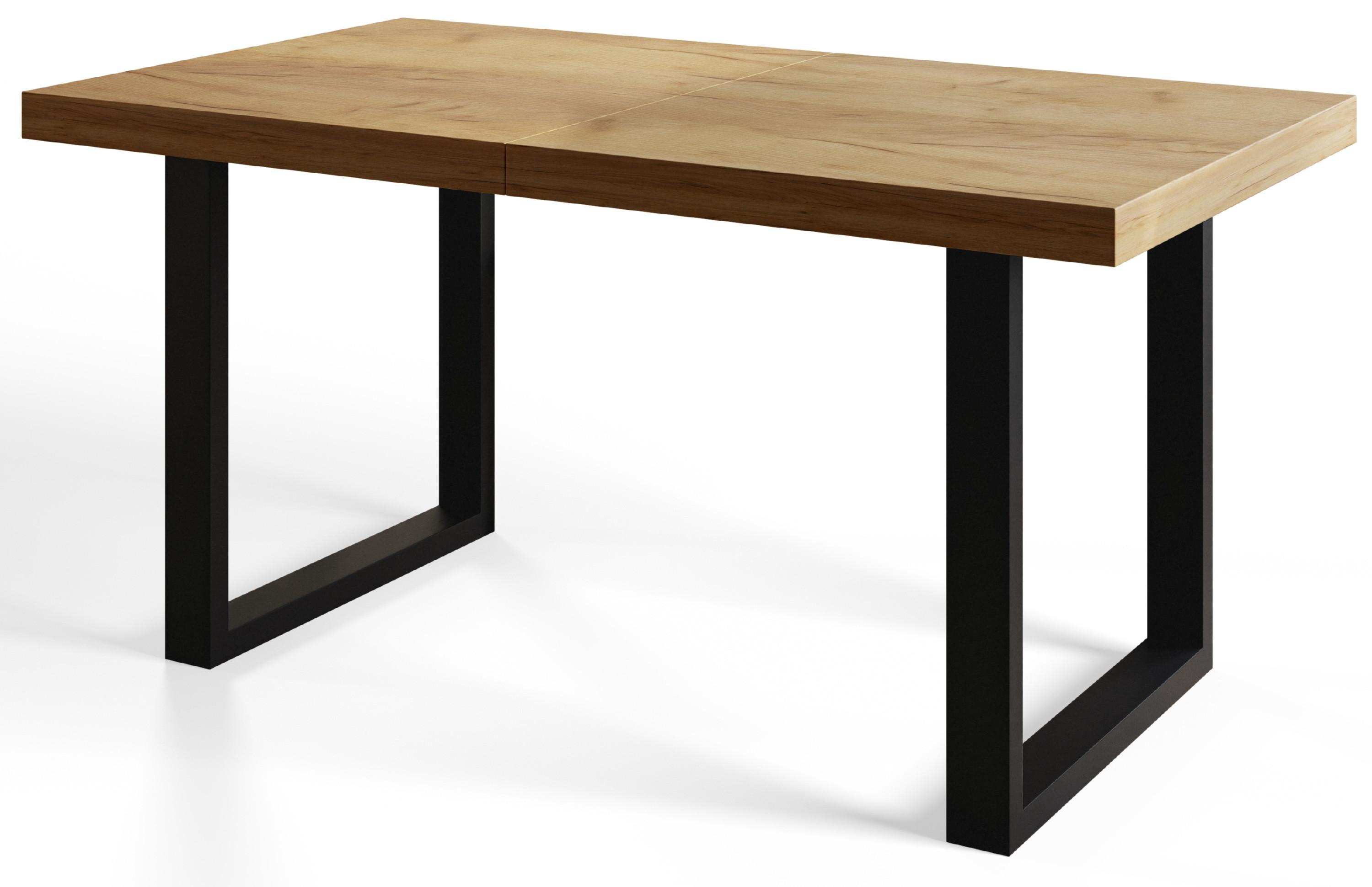 INDUSTRIELLER Esszimmertisch LOFT-U, ausziehbarer Tisch, Größe: 180-280X90X77 cm, Wohnzimmertisch Farbe: CRAFT, mit Metallbeinen in Farbe Schwarz - Schwarz/Braun, Holzwerkstoff (180/90/77cm) - Alpi-Möbel