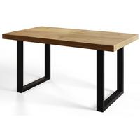INDUSTRIELLER Esszimmertisch LOFT-U, ausziehbarer Tisch, Größe: 180-280X90X77 cm, Wohnzimmertisch Farbe: CRAFT, mit Metallbeinen in Farbe Schwarz - Schwarz/Braun, Holzwerkstoff (180/90/77cm) - Alpi-Möbel