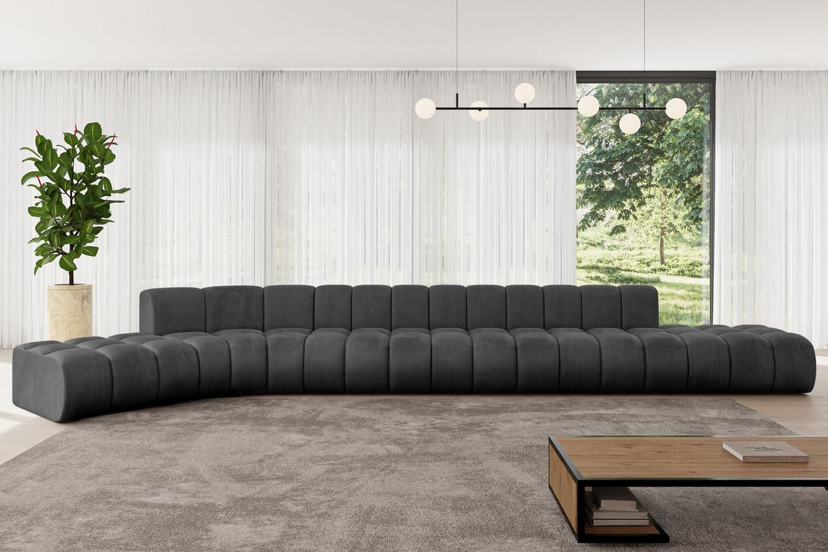 ECKSOFA modulares Sofa Solven-L3 - 562x174x70 cm Schwarz - Schwarz, Holzwerkstoff/Textil (562/174cm) - ALTDECOR