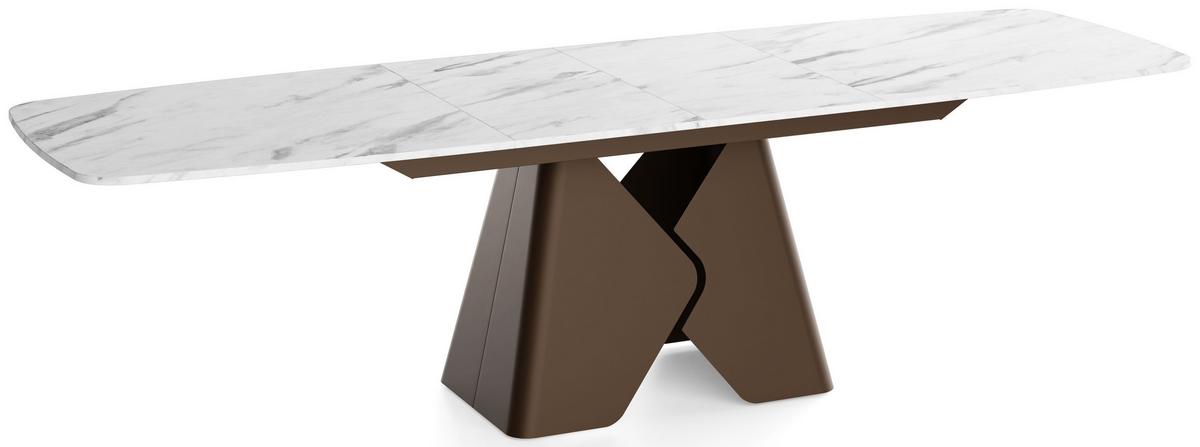 ESSTISCH Vanta rechteckig ausziehbar verlängerbar mit Braunem Metallgestell, Marmor Weiß 180-270/90/76 cm - Ecru/Braun, Holzwerkstoff/Metall (90/270/76cm) - WFL GROUP