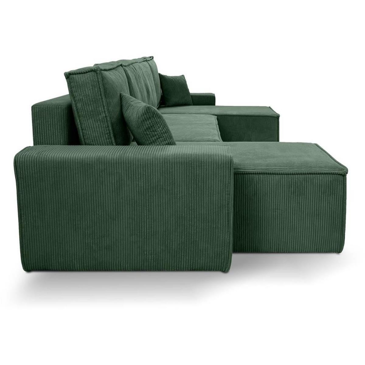 WOHNLANDSCHAFT Hektor U mit Schlaffunktion, 318 cm, grün - Schwarz/Grün, Kunststoff/Textil (318/94/152cm) - Beautysofa