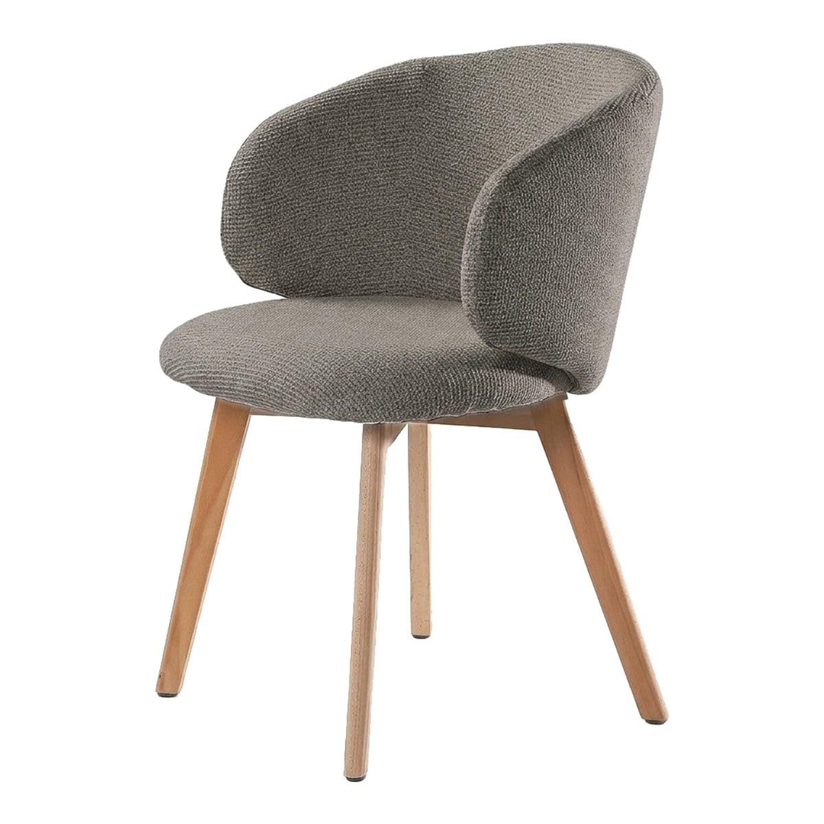 STÜHLE 2er?Set aus stoff und massive Holzfüße 60/55/79 cm - Braun, Textil (55/79/63.5cm) - Calicosy