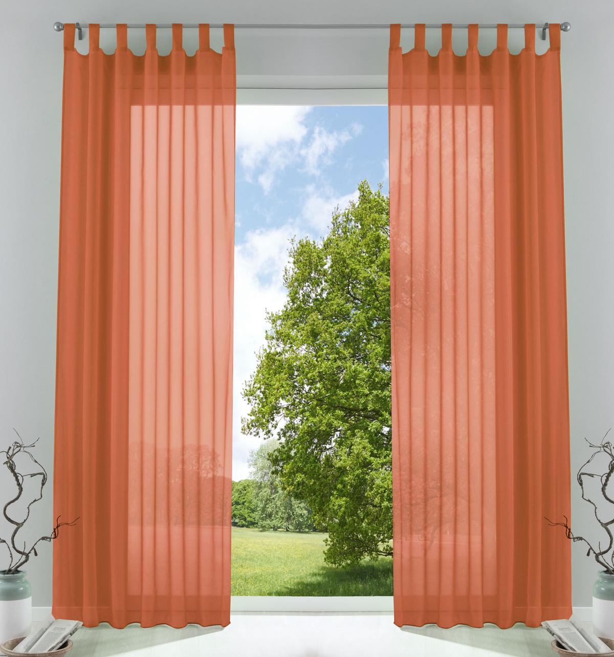 SCHLAUFENGARDINEN Voile 2er Set 245x140 cm Terrakotta - Terracotta, Textil (140/245cm) - Gardinenbox.eu