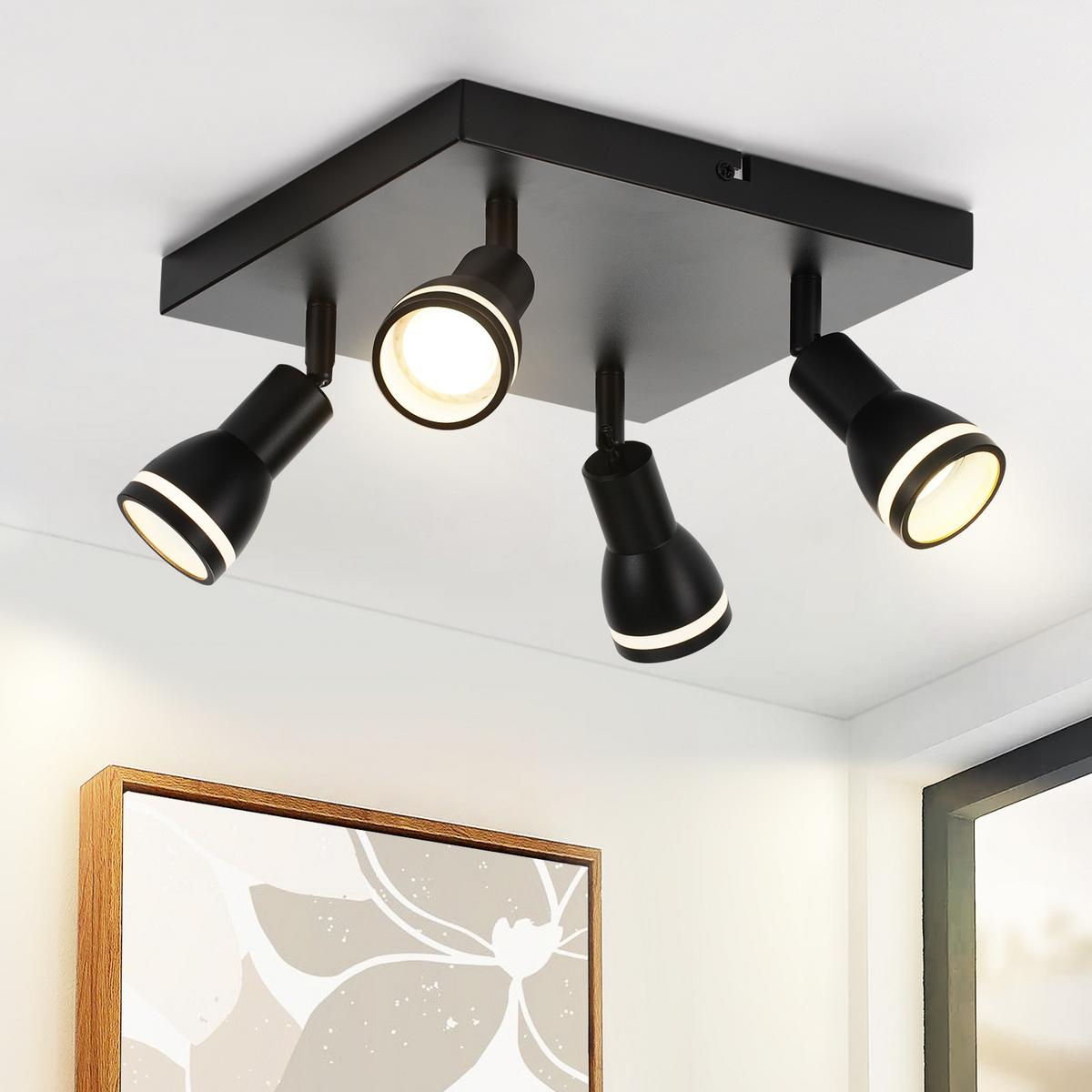 DECKENSTRAHLER Oldenburg 4-flammig 20/20/15.7 cm - Schwarz, Metall (20/20/15.7cm) - Nettlife