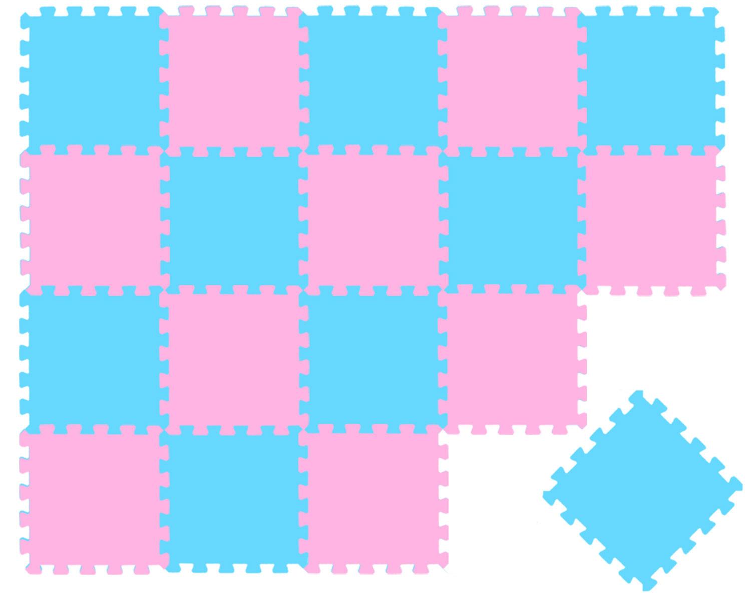 SPIELMATTE ab Null - 180/90/1 cm Puzzlematte Pink - Multicolor, Kunststoff (30/30cm) - Littletom