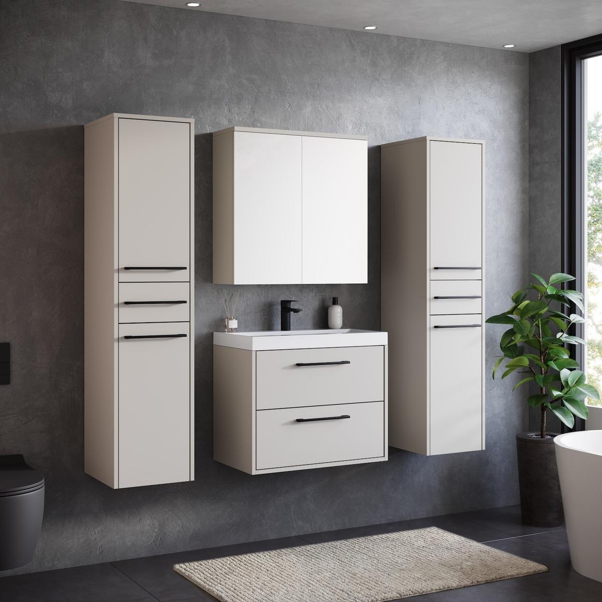 BADMÖBEL-SET Florence 5 Teile Cashmere - 60 x 35 x 51 cm - Kaschmir, Holz (60/51/35cm) - Badplaats