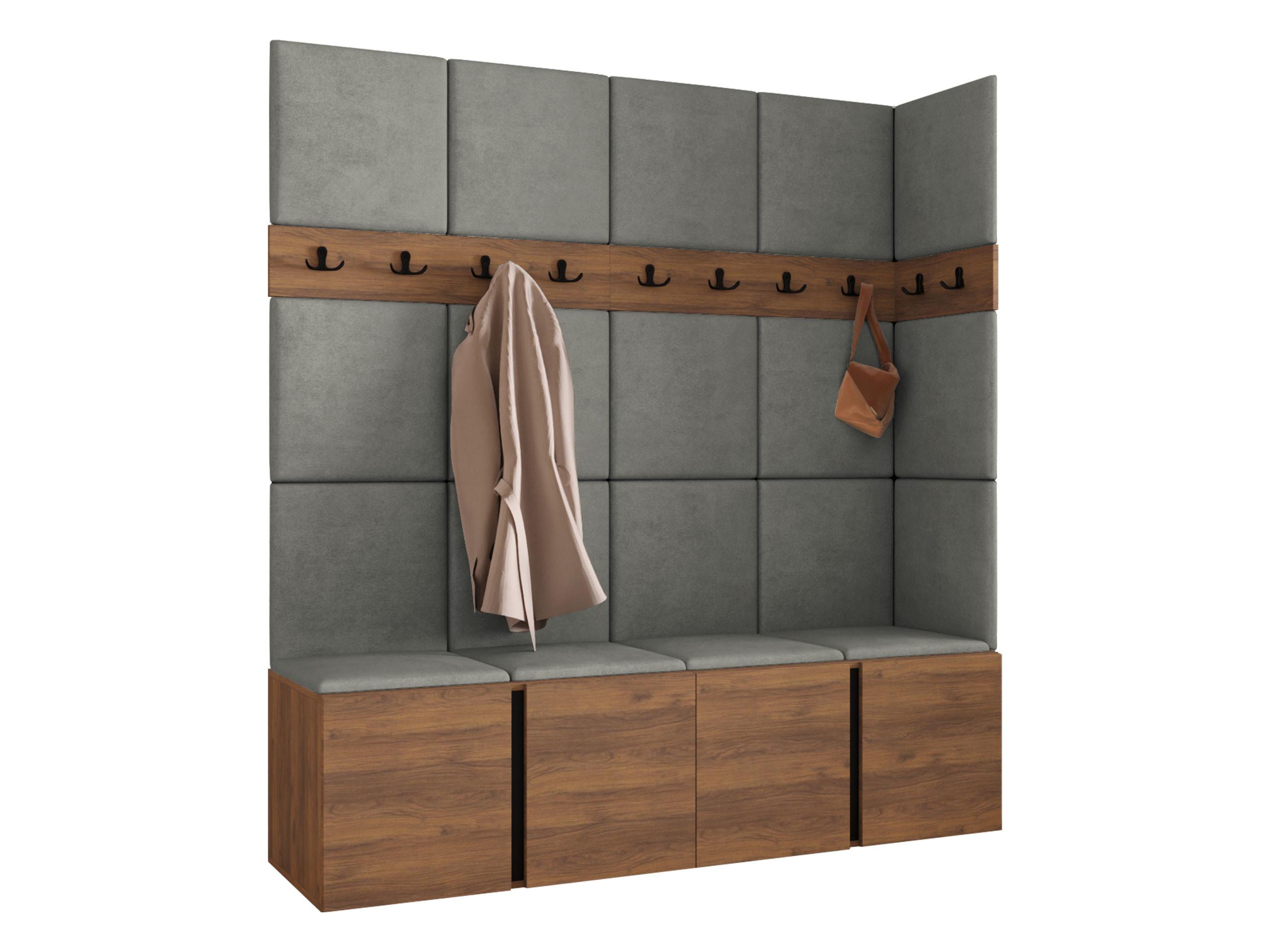 GARDEROBEN-SET Orion II - Nussbaumfarben/Grau, Holzwerkstoff/Kunststoff (168/186/46cm) - MIRJAN24