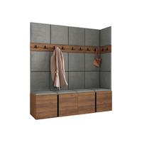 GARDEROBEN-SET Orion II - Nussbaumfarben/Grau, Holzwerkstoff/Kunststoff (168/186/46cm) - MIRJAN24