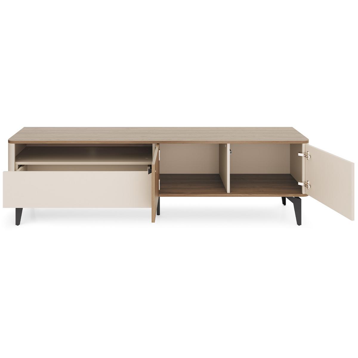 LOWBOARD Aurora 2 Türen und 2 Schubladen, Metallbeine, 180 cm, Nussbaum+Kaschmir - Kaschmir/Nussbaumfarben, Holzwerkstoff/Metall (180/51/40cm) - Beautysofa