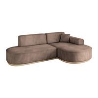 ECKSOFA Ottomane Rechts MARI-L1-v1 - 243x171x83 cm Braun Velours - Braun, Holzwerkstoff/Textil (171/243cm) - ALTDECOR