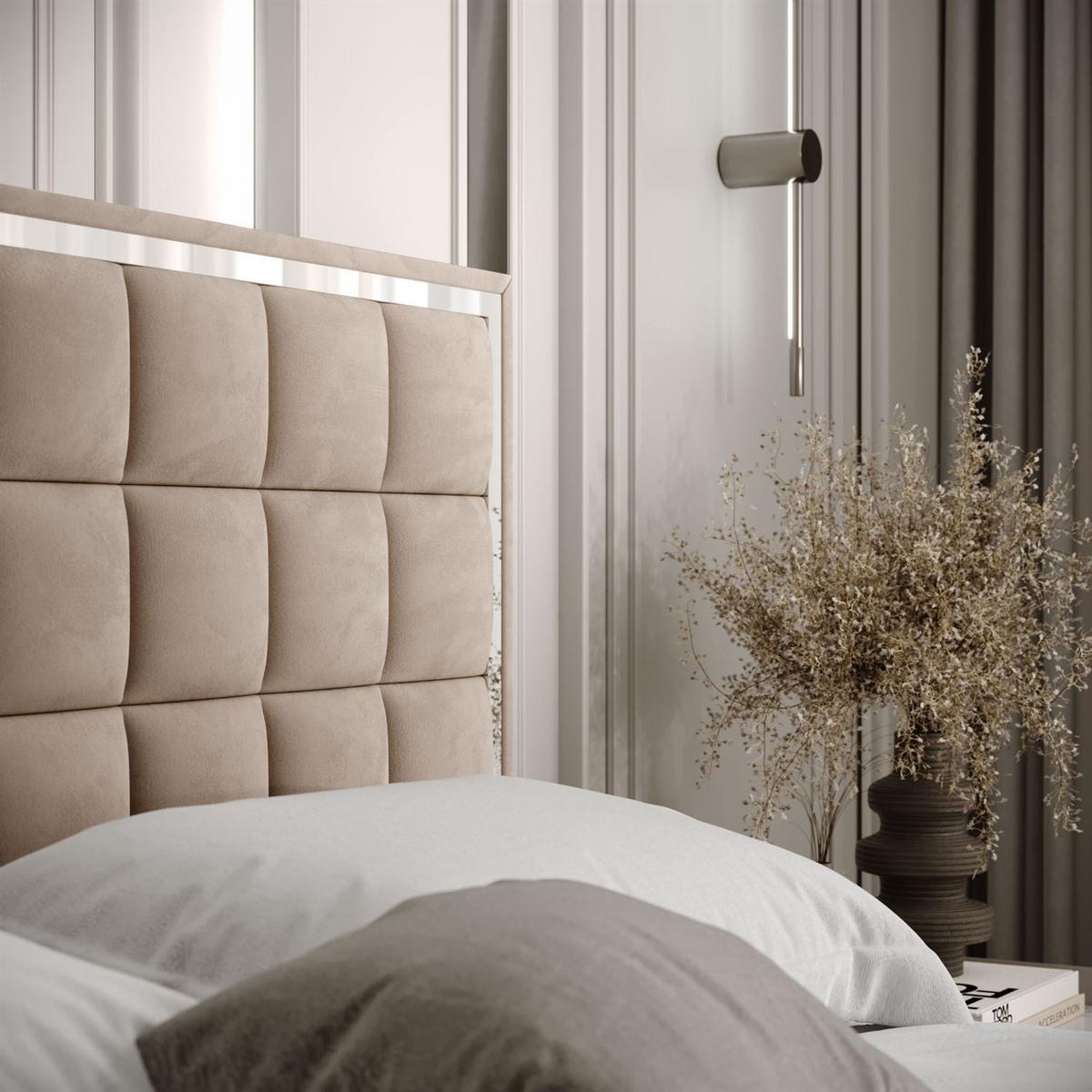 POLSTERBETT ISADORA SILVER mit Bettkasten 140x200 cm Royal Velvet 170 - Beige, Textil - Lookway