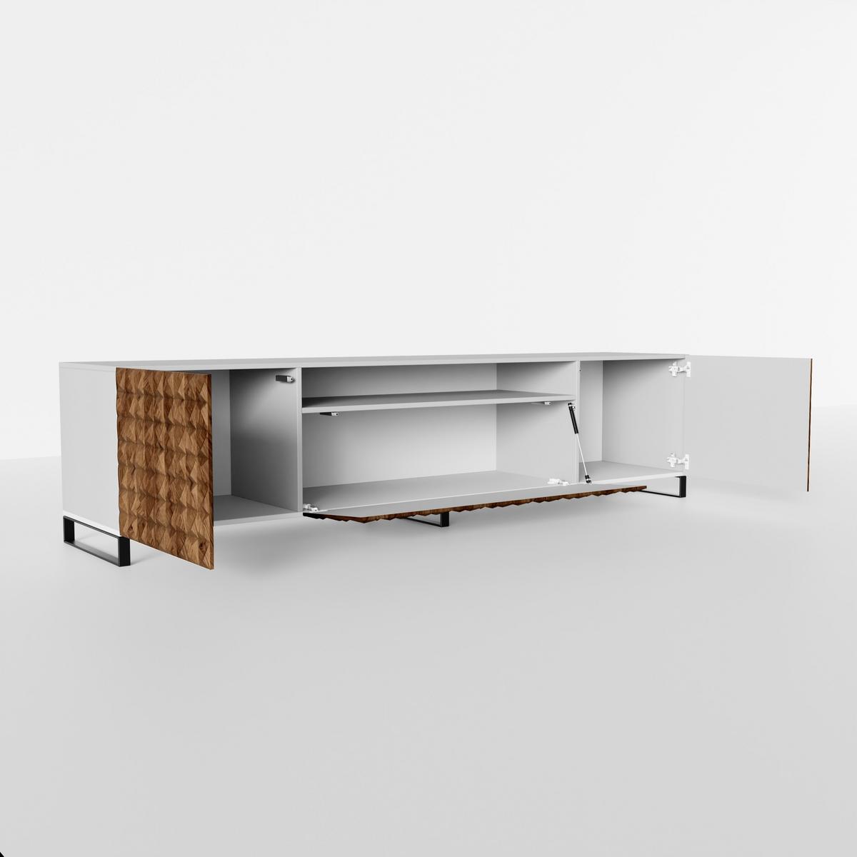 LOWBOARD ROVA 200/41/40 cm, Stand-TV-Schrank Weiß / Eichefarben - Eichefarben/Braun, Holzwerkstoff (200/41/40cm) - MASSENO